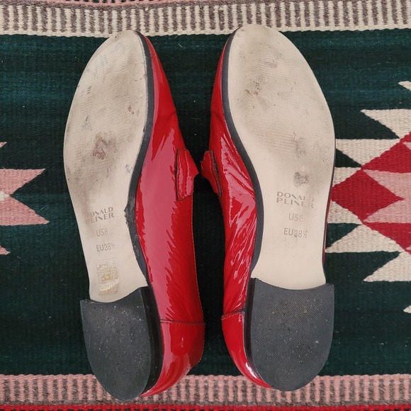 Donald Pliner Red Patent Leather Chain Loafer Sz 8 Slip On Preppy Old Money - Picture 7 of 8